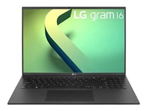 LG gram (2022) Laptop 16Z90Q 16" Display, Intel Evo 12th Gen Core i7, 16GB RAM, 256 GB SSD, Windows 11, Black